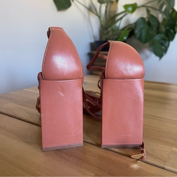 Schutz Leaf Strappy Lace-Up Heels Sandal Women's 6.5 Caramelo - Picture 5 of 8